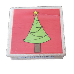 Studio G Kolette Hall Art Deco Christmas Tree Wood Mounted Rubber Stamp